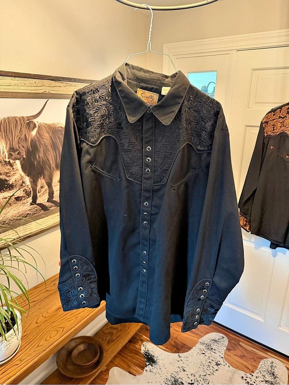 Sculey western shirt Western Floral Shirt in Black Size XXL Like New